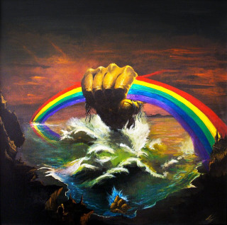 Hand holding rainbow water dark - bill ward free wallpaper