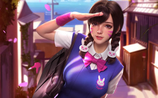 Woman purple dress pink bowtie - a black bag free wallpaper