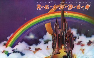 Rainbow castle sky background painting - kitsch movement free wallpaper