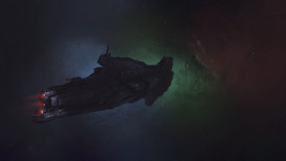 Space ship aurora fireworks moon - its side free wallpaper