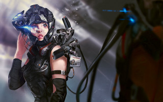 Futuristic woman camera controller cyberpunk - cyberpunk art free wallpaper