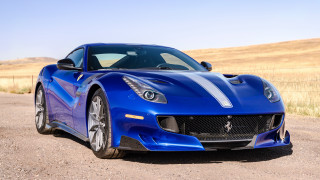 Blue sports car dirt road - dry free wallpaper