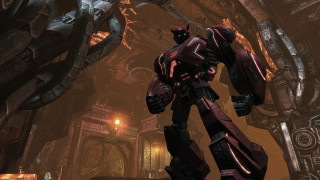 Robot stand giant robot man - a man in the background free wallpaper