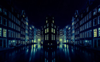 City lights reflection asia nightscape - building free wallpaper for desktop