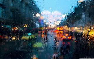City street rain window traffic - impressionist free wallpaper