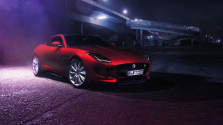 Red sports car night bridge 2 - a purple light free wallpaper