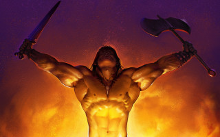 Fantasy warrior fire embers milkyway - epic fantasy character art free wallpaper
