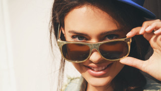 Woman hat sunglasses smile adjusting - sunglass free wallpaper