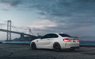 White car bridge water cinematic - a bridge and a body of water free wallpaper