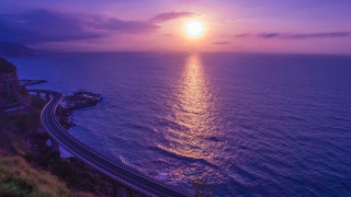 Sunset highway ocean train city - the hill free wallpaper