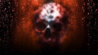 Strange skull water drops red - blender and photoshop free wallpaper