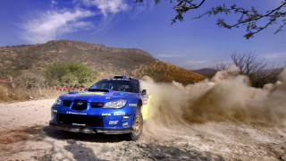 Blue car dirt road mountain - a blue car free wallpaper