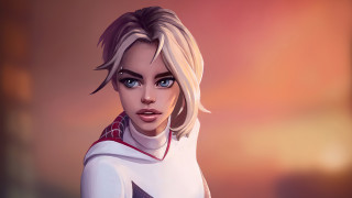 Blonde woman blue eyes red 4 - collar free wallpaper