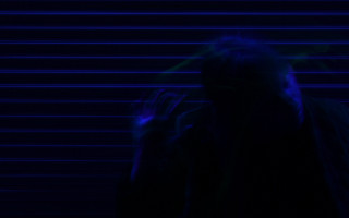 Hands up blue background hologram - horizontal free wallpaper