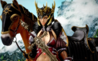 Woman horse gothic armor blonde - high detail 8 k free wallpaper