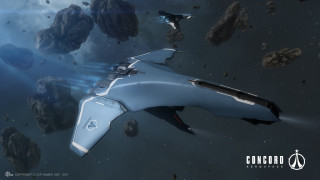 Futuristic space ship ocean rocks - a futuristic space ship free wallpaper