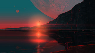Sunset mountain water planet matte - filip hodas free wallpaper