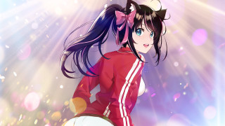 Girl redjacket whitejacket longhair pony - a red jacket free wallpaper