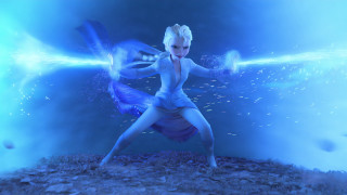 Woman dancing water fish glowing - shining behind her free wallpaper