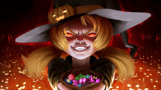 Woman hat knife candy fire - a fire free wallpaper