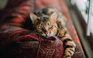 Cat redblanket eyes open focus - eye free wallpaper