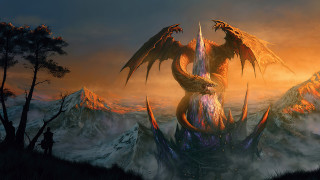 Dragon wings mountain sunset fire - a mountain top free wallpaper
