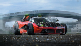 Red sports car bridge road - the road free wallpaper