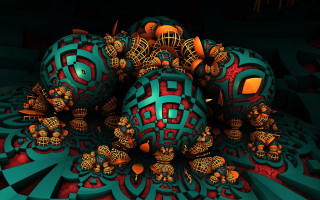 Balls pattern raytraced fractals checkered - a group of balls free wallpaper