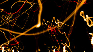 Blurry black red yellow lights - white letter free wallpaper