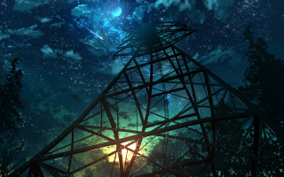 Tower sky stars sun night - a tower free wallpaper