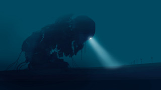 Elephant field light shining person - beeple free wallpaper