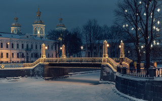 Bridge lights snow cityscape winter - evgeny lushpin free wallpaper