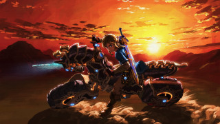 Motorcycle riding sunset dirtfield burning - a dirt field free wallpaper