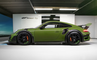 Green sports car garage white 2 - matte finish free wallpaper