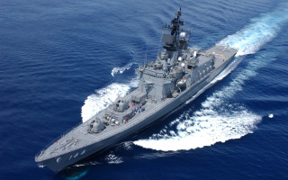 Military ship ocean smoke turret - awataguchi takamitsu free wallpaper