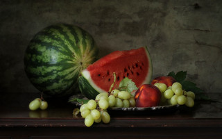 Watermelon grapes stilllife food photography - arcimboldo free wallpaper