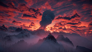 Mountain range red sky sunset - a mountain range free wallpaper