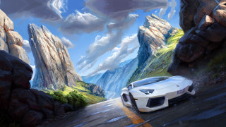 White sports car mountain road 8 - a mountain range in the background free wallpaper
