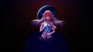 Girl bluebackpack planet moon anime - a moon in the background free wallpaper