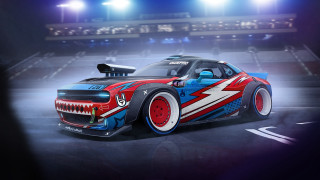 Red white blue car driving - a track free wallpaper