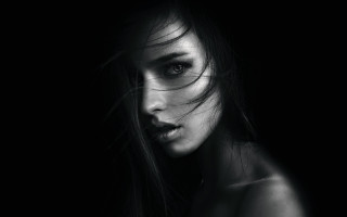 Woman long hair black background 2 - the wind free wallpaper for desktop