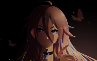 Woman butterflies night anime vanitas - long hair and a tie free wallpaper
