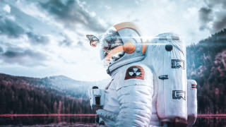Spaceman mountain lake butterfly space - a mountain lake free wallpaper