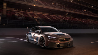 Silver sports car night race - a stadium in the background free wallpaper