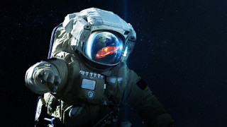 Space astronaut red object starry - a blue light free wallpaper