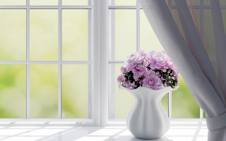 Vase flowers window curtain bridal - a vase of flowers free wallpaper
