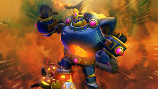 Cartoon helmet glowing armor explosion - object free wallpaper