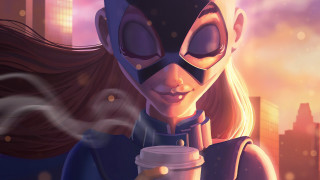 Cartoon character coffee city sunset - a cup of coffee free wallpaper for desktop