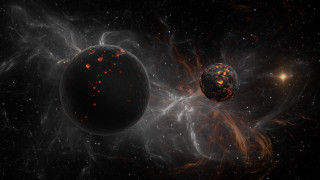 Black planets starfield aurora moon - a space free wallpaper