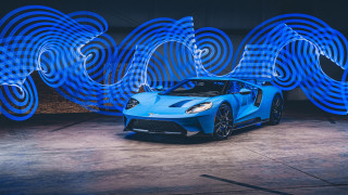 Blue sports car garage spiral - a garage free wallpaper